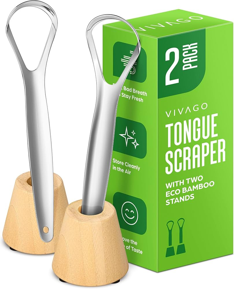 Tongue Scraper for Adults with Holder (2 Pack) - Metal Tongue Scraper for Tongue Cleaning and Red... | Amazon (US)