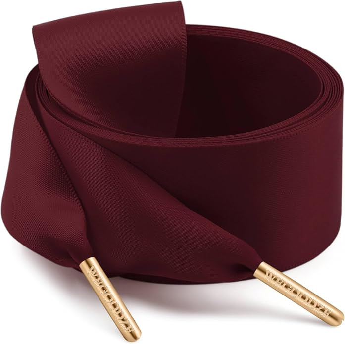 Ribbon Shoe Laces for Women: 3.8CM Wide Flat Satin Silk Shoelaces 2 Pairs | Amazon (US)