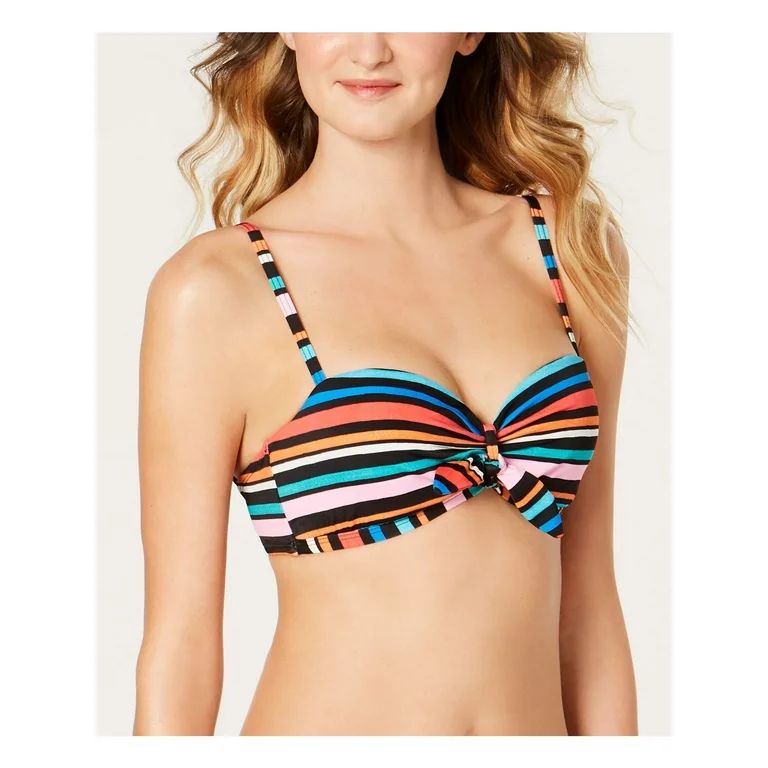 SUNDAZED Women's Multi Color Colorblocked Stripe Stretch Adjustable Bow-Front Bikini Fixed Cups S... | Walmart (US)