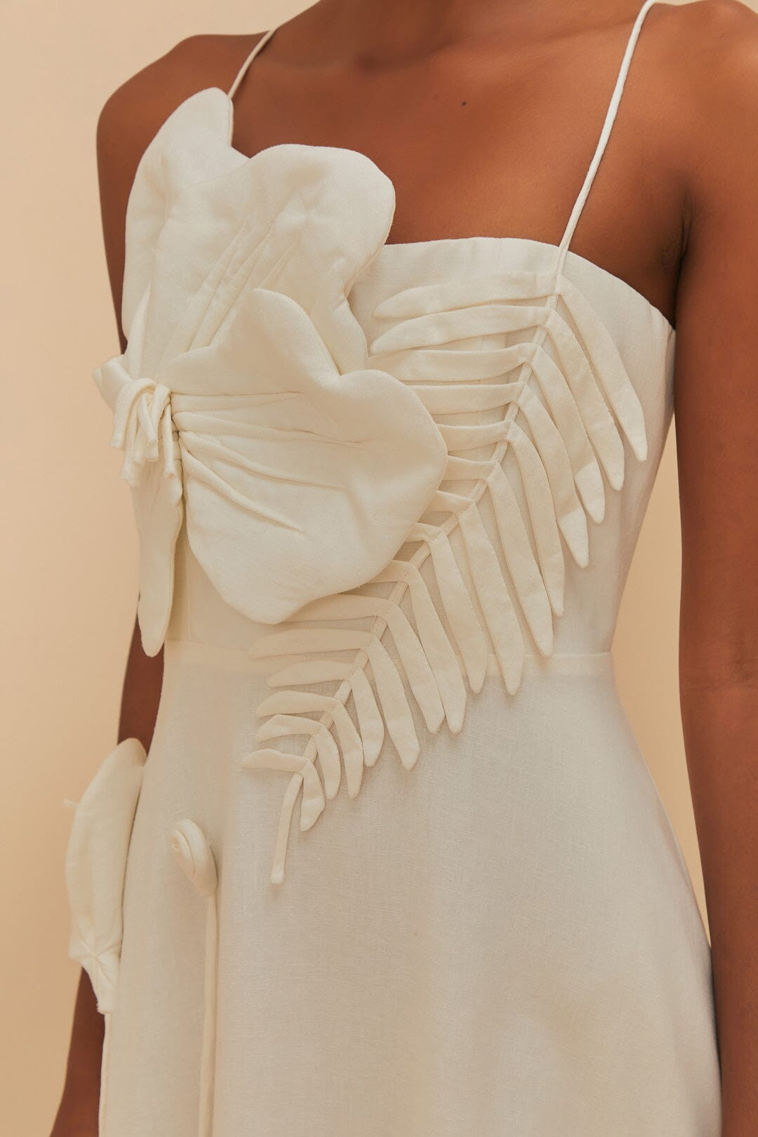 Off-White Garden LENZING™ ECOVERO™ Euroflax™ Midi Dress | FarmRio (US)