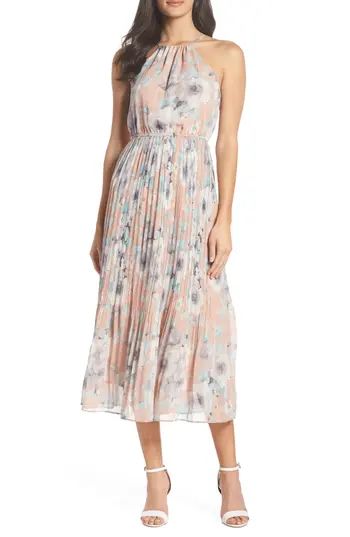 Women's First Monday Pleated Floral Halter Dress | Nordstrom