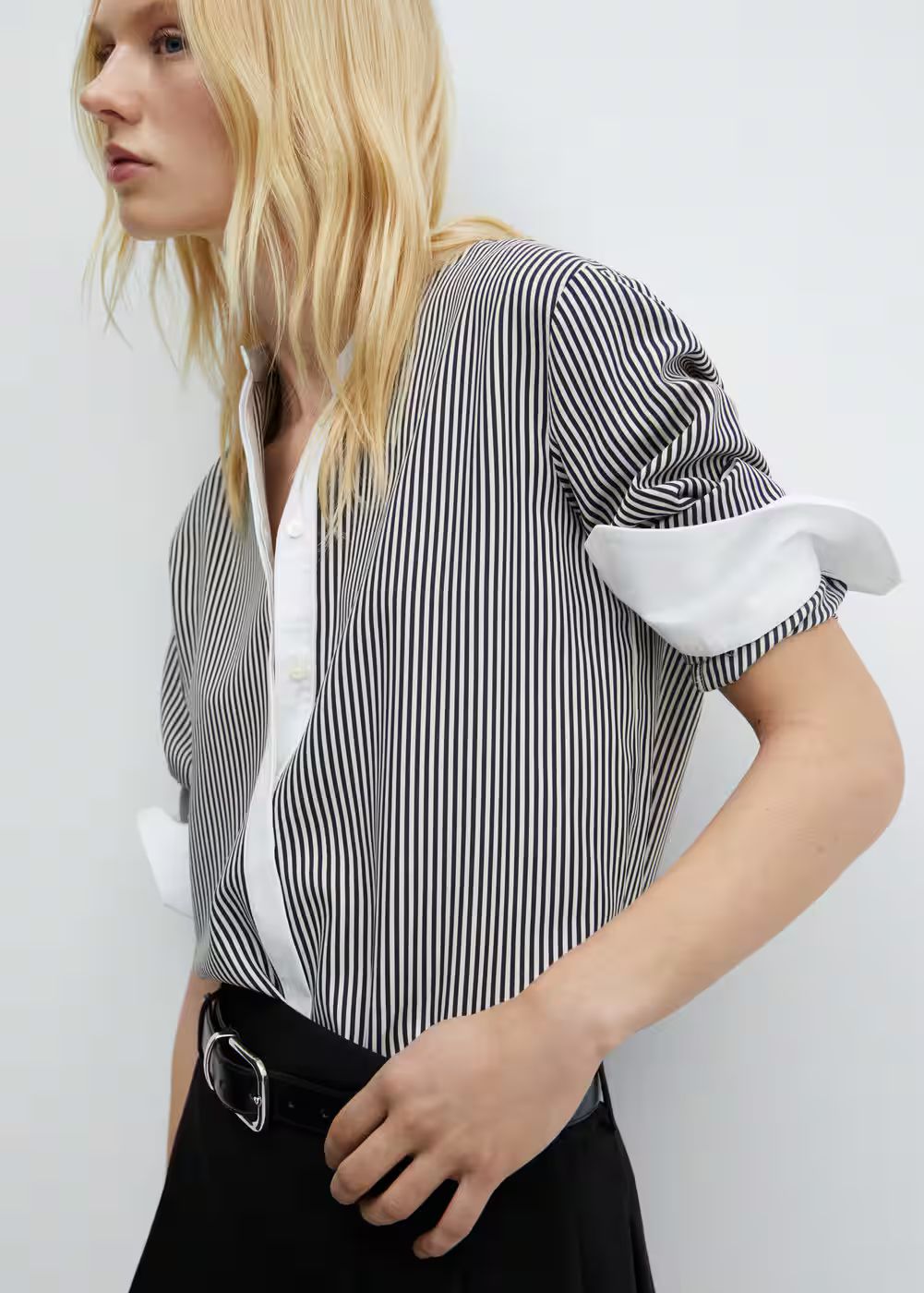 Contrast striped shirt -  Women | Mango USA | MANGO (US)