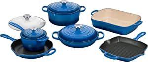 Le Creuset Signature Enameled Cast-Iron Cookware Set, 10-Piece, Marseille | Amazon (US)