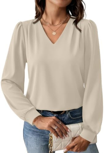 WIHOLL Blouses for Women Dressy Casual Long Sleeve Shirts Fall Fashion | Amazon (US)