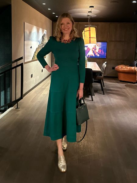 Me + Em green ponte midi dress. Travel tailoring. Versatile green dress. Smart casual. Work dress. Desk to dinner dress. Over 40 style. Over 50 style  

#LTKworkwear #LTKtravel #LTKover40