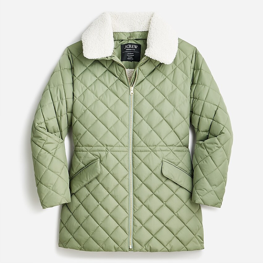 Quilted sherpa-lined puffer jacket | J. Crew US