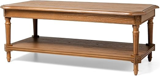 Maven Lane Pullman Large 2 Tier Traditional Rectangular Wooden Center Coffee Table with Shelf Sto... | Amazon (US)