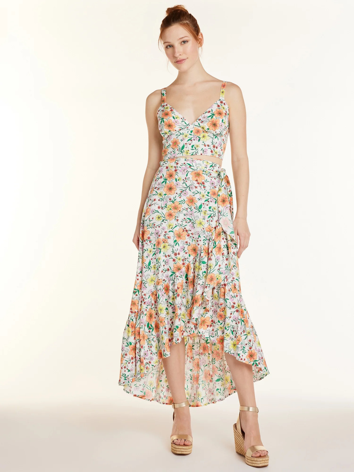 No Boundaries Juniors’ Tank Top and Ruffle Skirt Set, 2-Piece, Sizes XS-XXXL | Walmart (US)