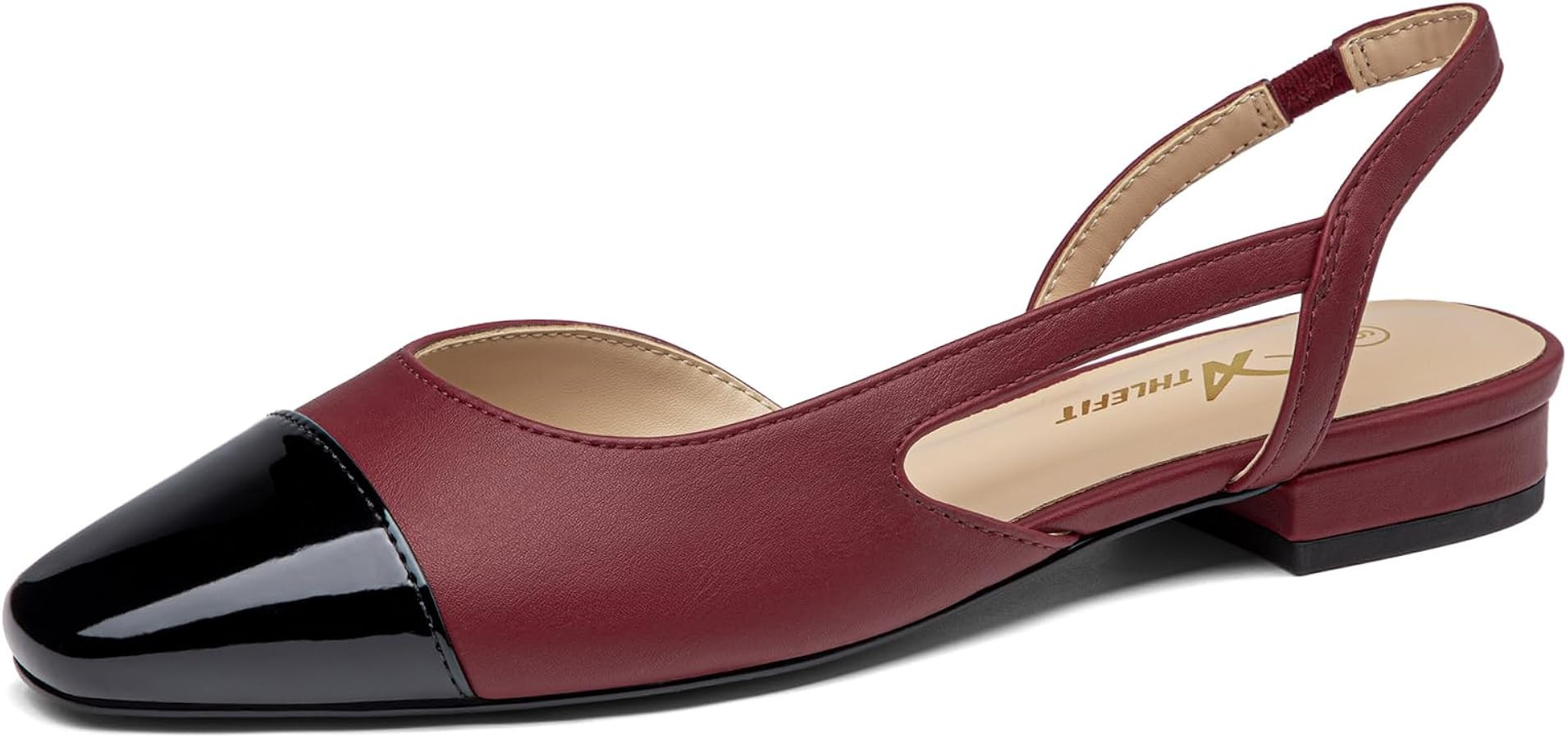 Athlefit Slingback Flats for Women Square Toe Ballet Flats Work Dress Shoes | Amazon (US)