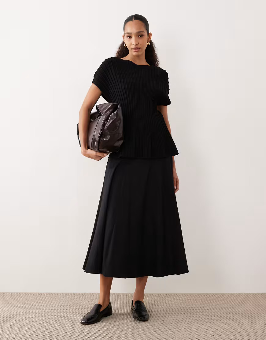 ASOS DESIGN panelled drop waist circle maxi skirt in black | ASOS (Global)