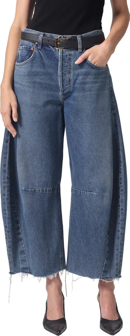 Citizens of Humanity Horseshoe Raw Hem Superhigh Waist Crop Barrel Jeans | Nordstrom | Nordstrom
