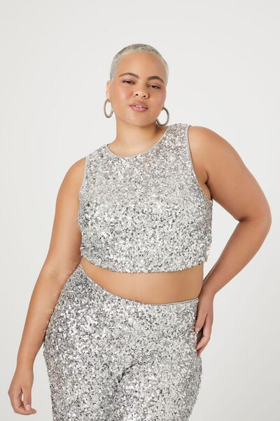 Plus Size Metallic Sequin Crop Top | Forever 21 | Forever 21 (US)