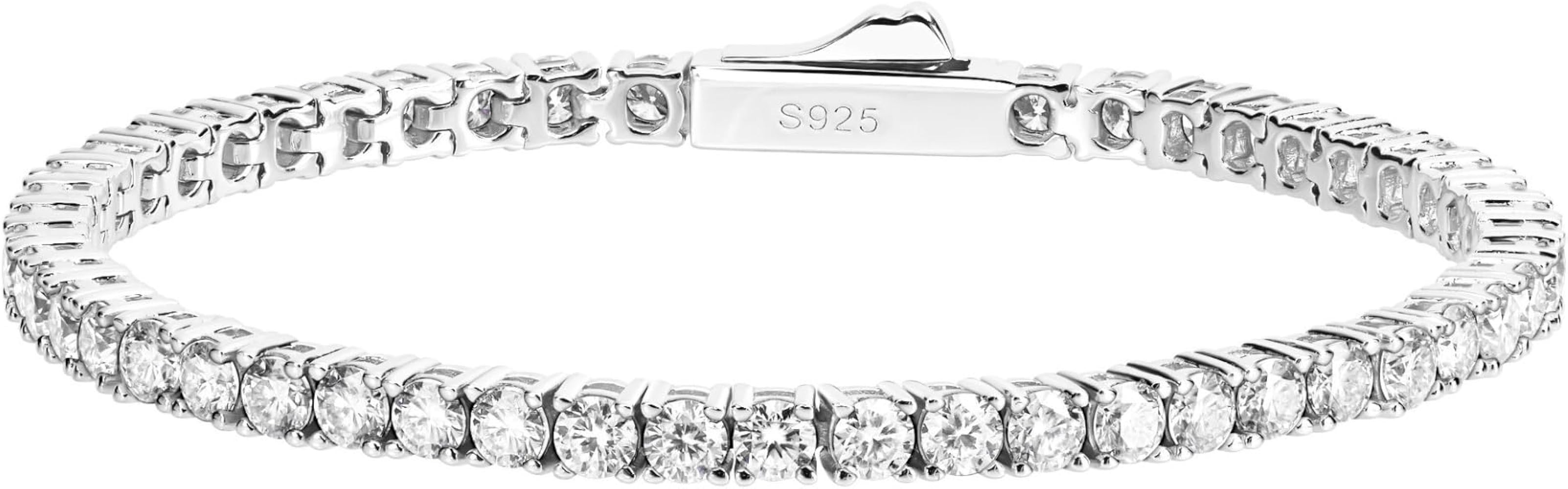 EcoGems Moissanite Tennis Bracelet for Women and Men – 18K White or Yellow Gold Plated Sterling... | Amazon (US)