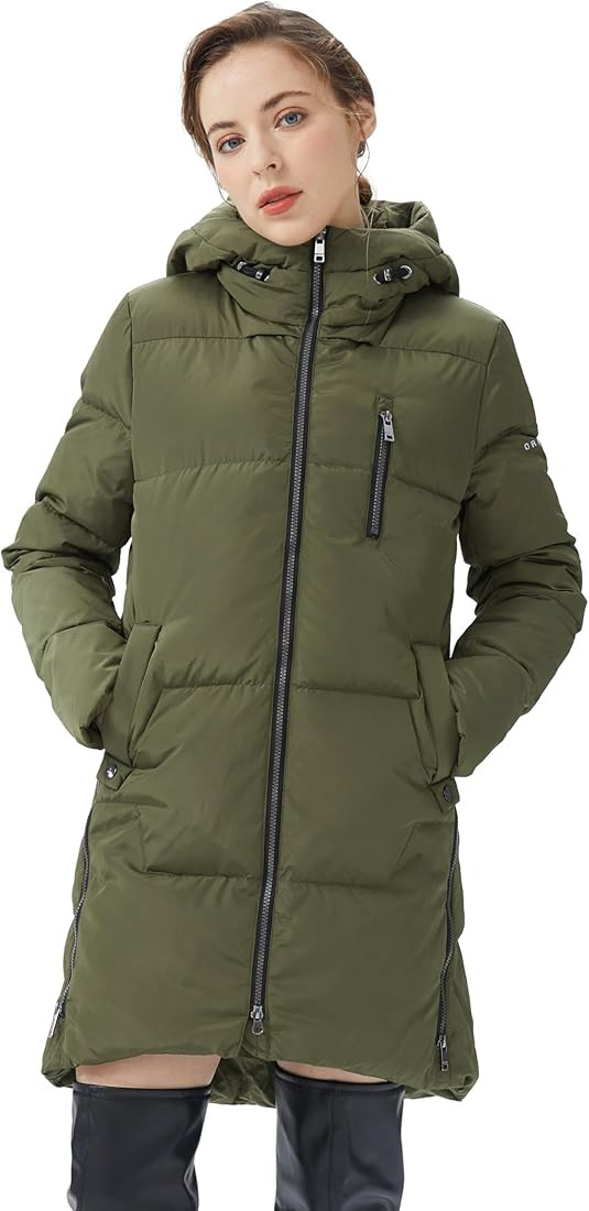 Orolay Women's Stylish Down Hooded Jacket with Two-Way Zipper Winter Down Coat Puffer Jacket A-li... | Amazon (US)