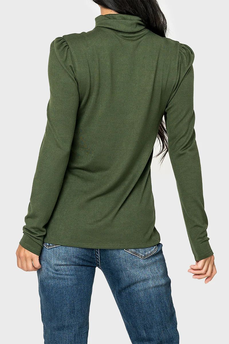 Essential Turtleneck Soft Sweater Knit Top With Puff Sleeve | Gibson
