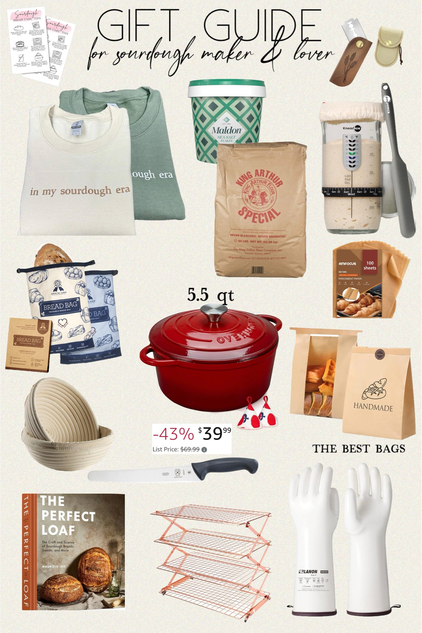 Gift guide for a sourdough maker & sourdough lovers

In My Sourdough Era Embroidered Crewneck Sweatshirt | Superbaking Sourdough Proofing Basket Gift Set | Skinny Spurtle for Sourdough Starter | 45 Pack Paper Bread Bags for Homemade Bread | Parchment Paper Sheets, 9x13 | King Arthur Unbleached Bread White Flour | Sourdough Bread Care Instruction Cards | Bread Banneton Proofing Basket | Maldon Salt, Sea Salt Flakes | Magnetic Bread Lame Sourdough Scoring Tool | Liquid Silicone Heat Resistant Oven Gloves | Zipper Reusable Bread Bags for Homemade Bread Loaf | Sourdough Starter Jar | The Perfect Loaf: The Craft and Science of Sourdough Breads | Mercer Culinary M23210 Millennia Black Handle | Geesta 2/3/4-Tier Collapsible Cooling Rack | Overmont Enameled Cast Iron Dutch Oven - 5.5QT Pot with Lid Cookbook & Cotton Potholders



#LTKHoliday #LTKFindsUnder50 #LTKGiftGuide