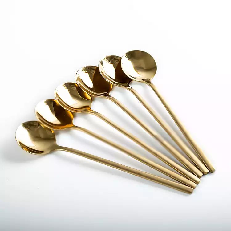 Gold Stainless Steel Spoons, Set of 6 | Kirkland's Home