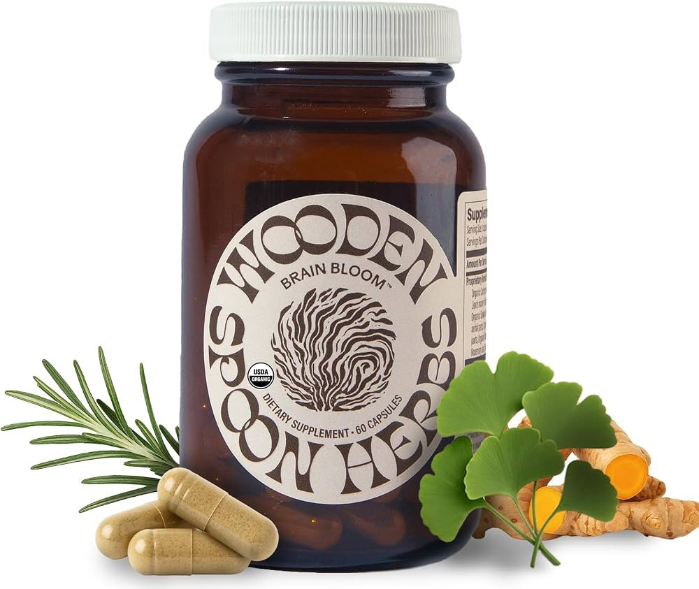 Wooden Spoon Herbs Brain Bloom | USDA Certified Organic Brain Supplement for Memory & Focus | 8 H... | Amazon (US)
