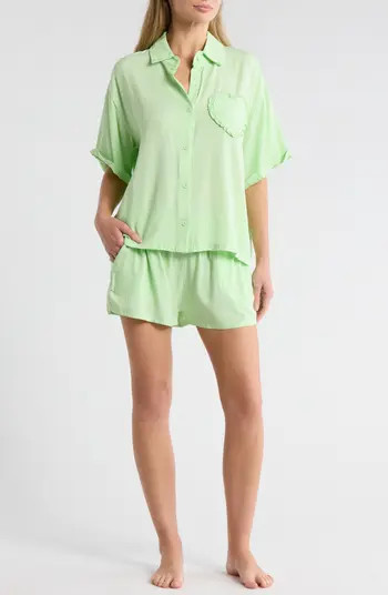 Heart Patch Cabana Button-Up Shirt & Shorts Cover-Up Set | Nordstrom Rack