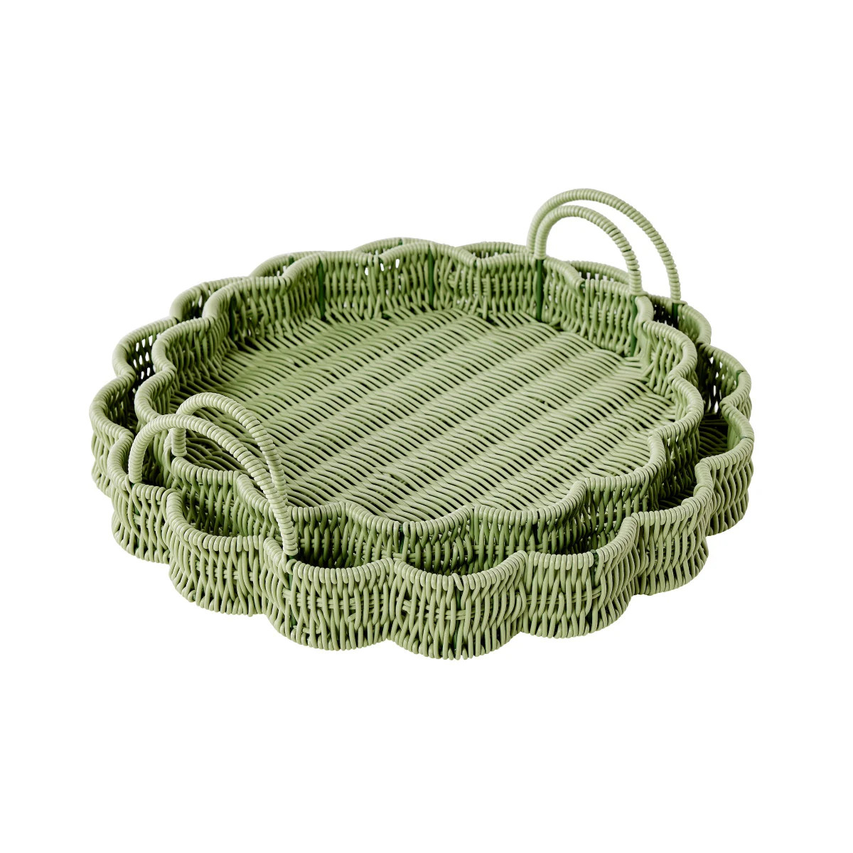 All Weather Wicker Tray Set - Green | Caitlin Wilson Design