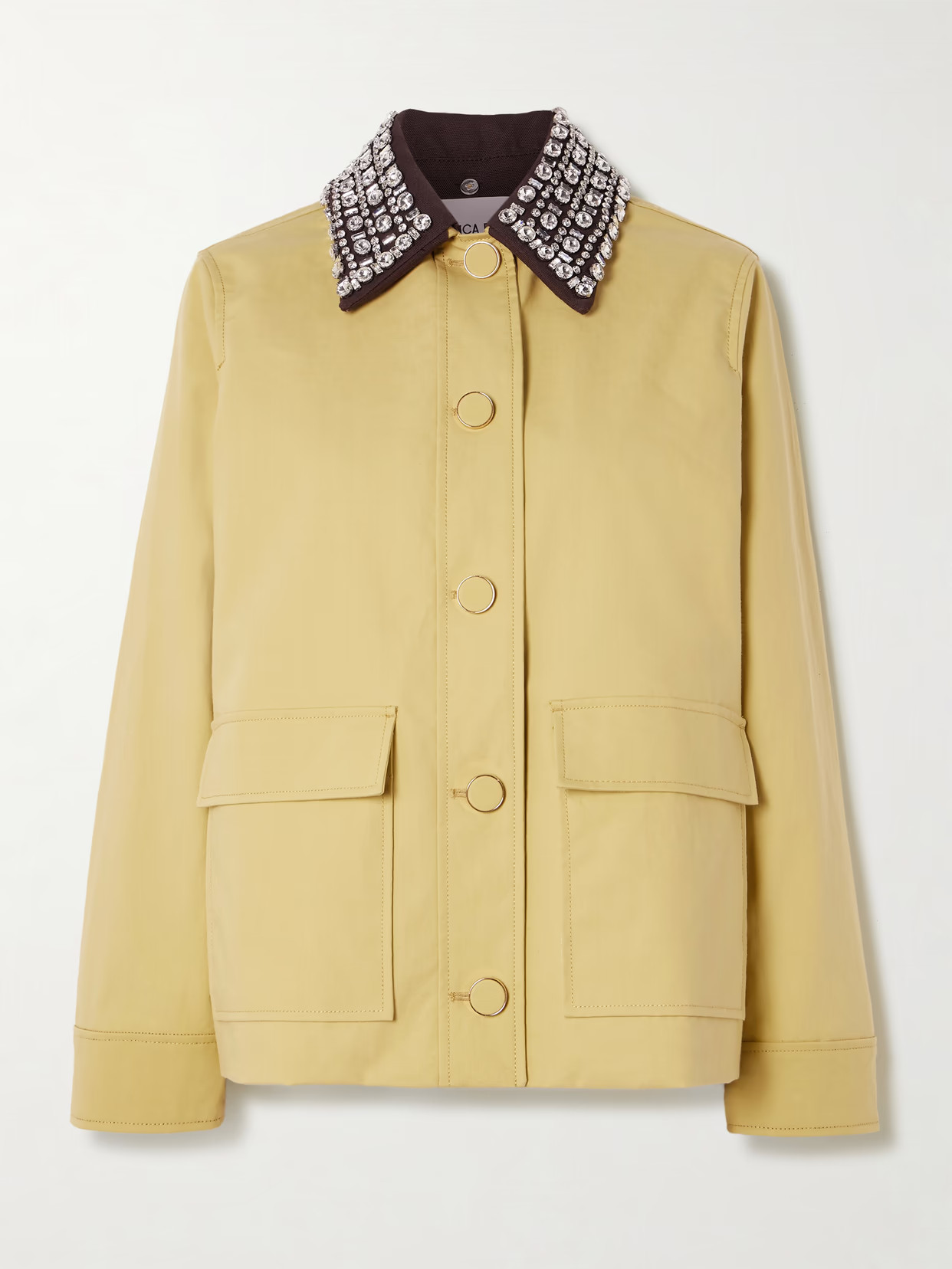 Veronica Beard - Arlen Dickey Crystal-embellished Coated-cotton Coat - Yellow | NET-A-PORTER (US)