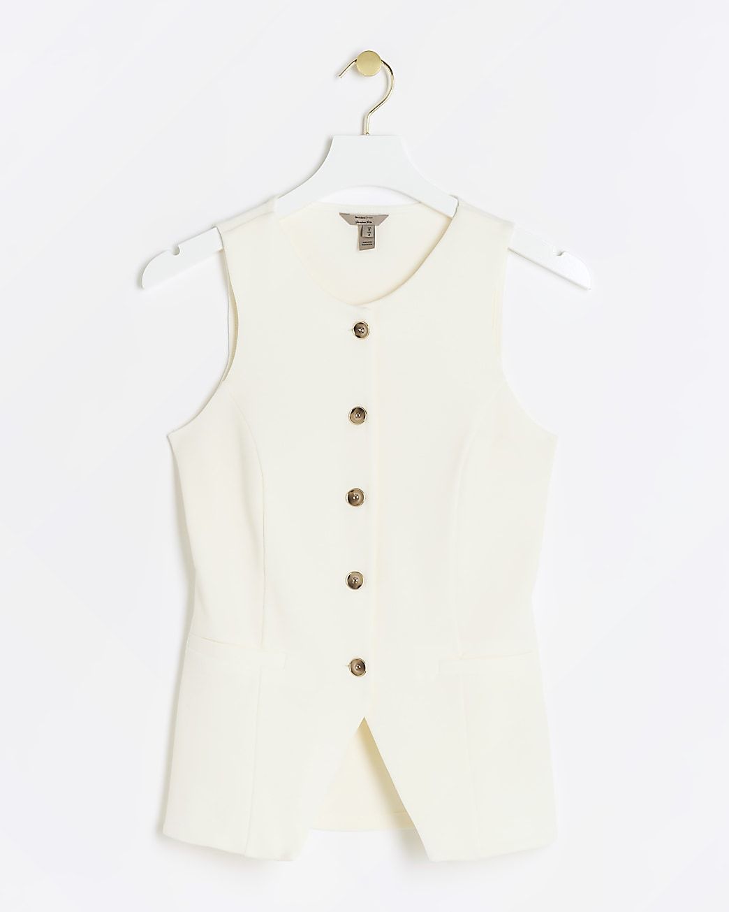 Cream crew neck waistcoat | River Island (UK & IE)