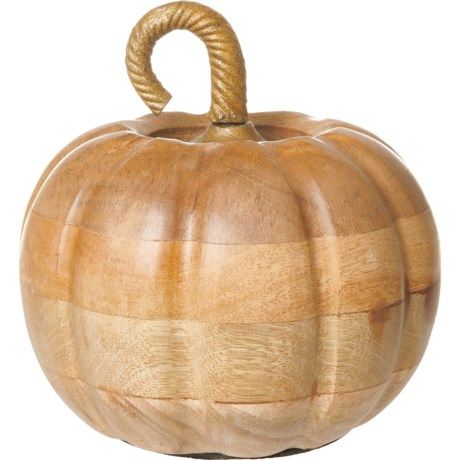 Made in India Natural Wood Pumpkin - 6x6.5” | Sierra