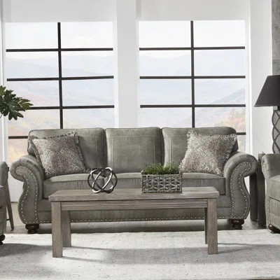 Leinster Faux Leather Upholstered Nailhead Sofa With Comfortable Cushions, Ideal For Multiple Scenes And Easy Assembly | Wayfair North America