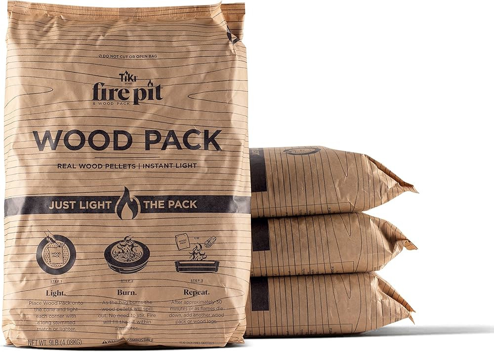 TIKI Brand Wood Packs - 4-Pack, Wood Pellets For Smokeless Outdoor Fire Pits, Wood Fuel Pellets, ... | Amazon (US)