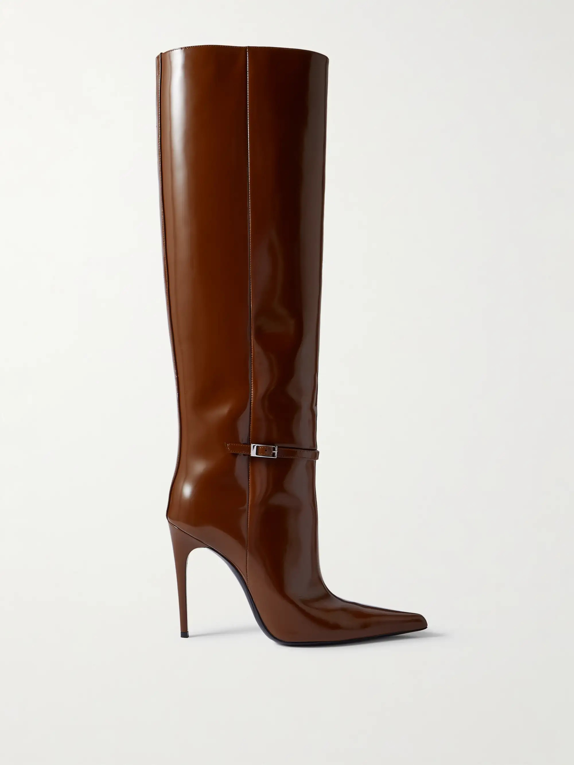 Vendôme buckled glossed-leather knee boots | NET-A-PORTER (US)