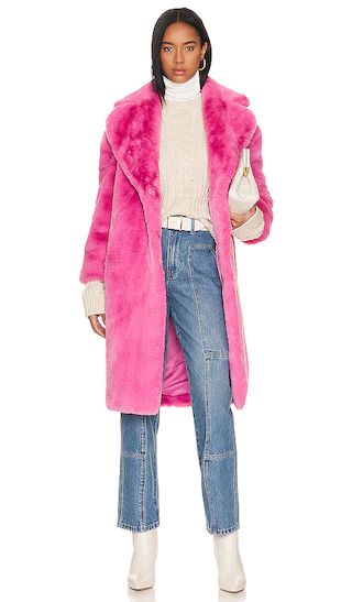 Katie Faux Fur Coat in Bubblegum | Revolve Clothing (Global)