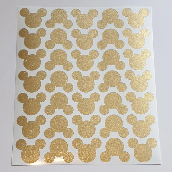 Mickey Mouse Gold Shimmer Glitter Vinyl Stickers Wedding - Etsy | Etsy (US)
