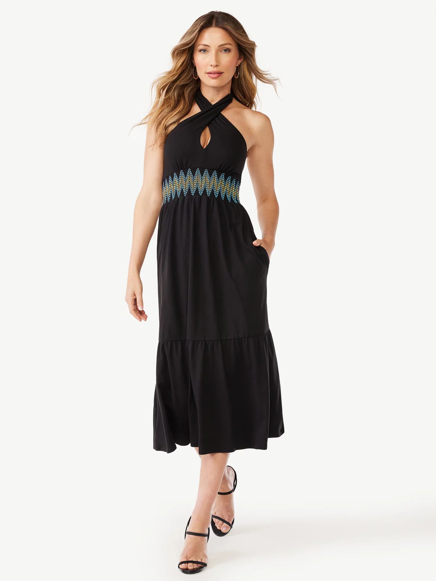 Sofia Jeans Women's Crossover Neck Halter Midi Dress | Walmart (US)