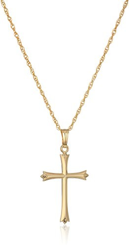 Amazon Essentials Ladies' 14k Gold Filled Polished Embossed Cross Pendant Necklace, 18" (previously Amazon Collection) | Amazon (US)