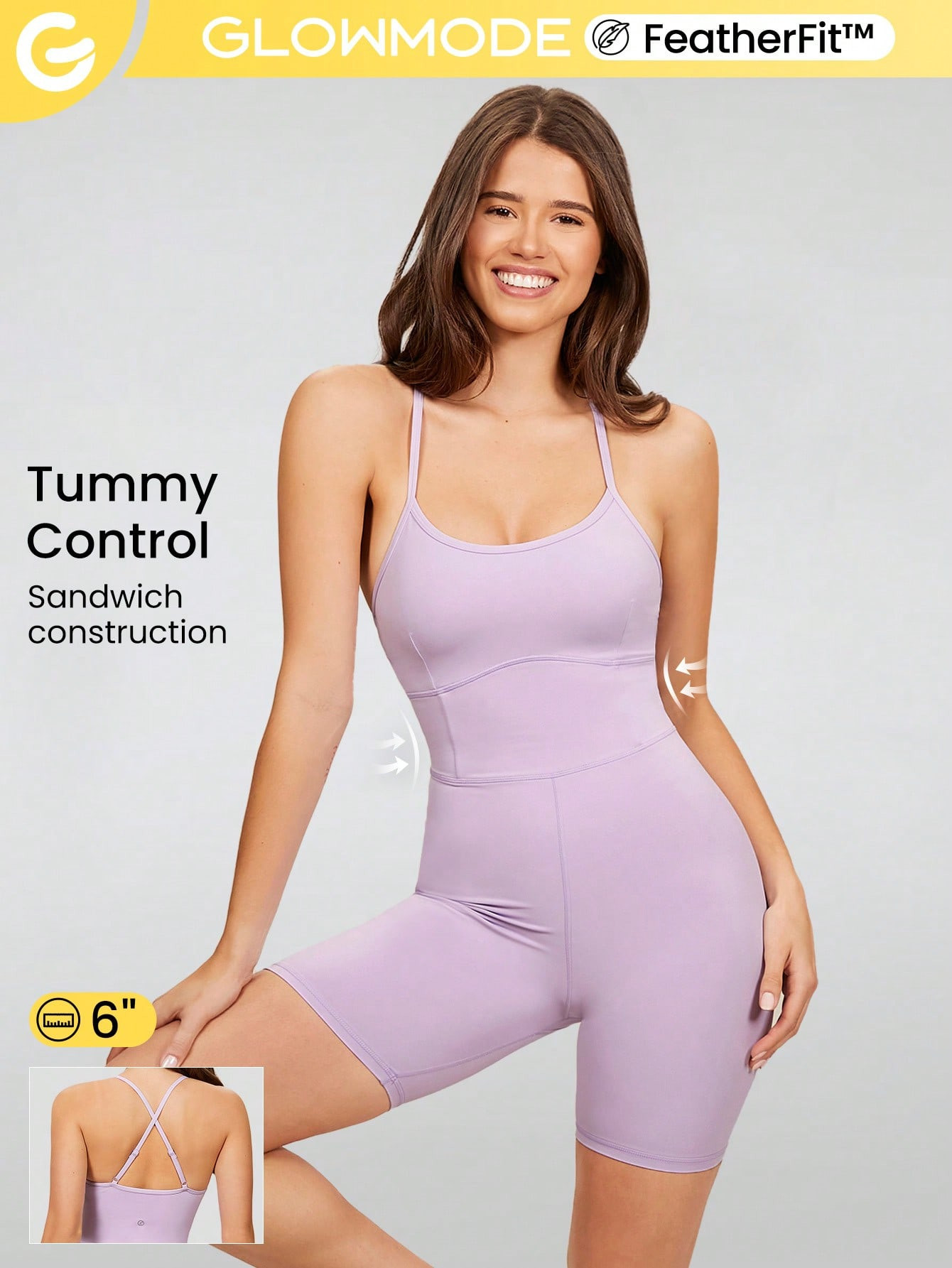 GLOWMODE Roupa Esportiva Featherfit ™ Para Esportes De 8 Polegadas | SHEIN