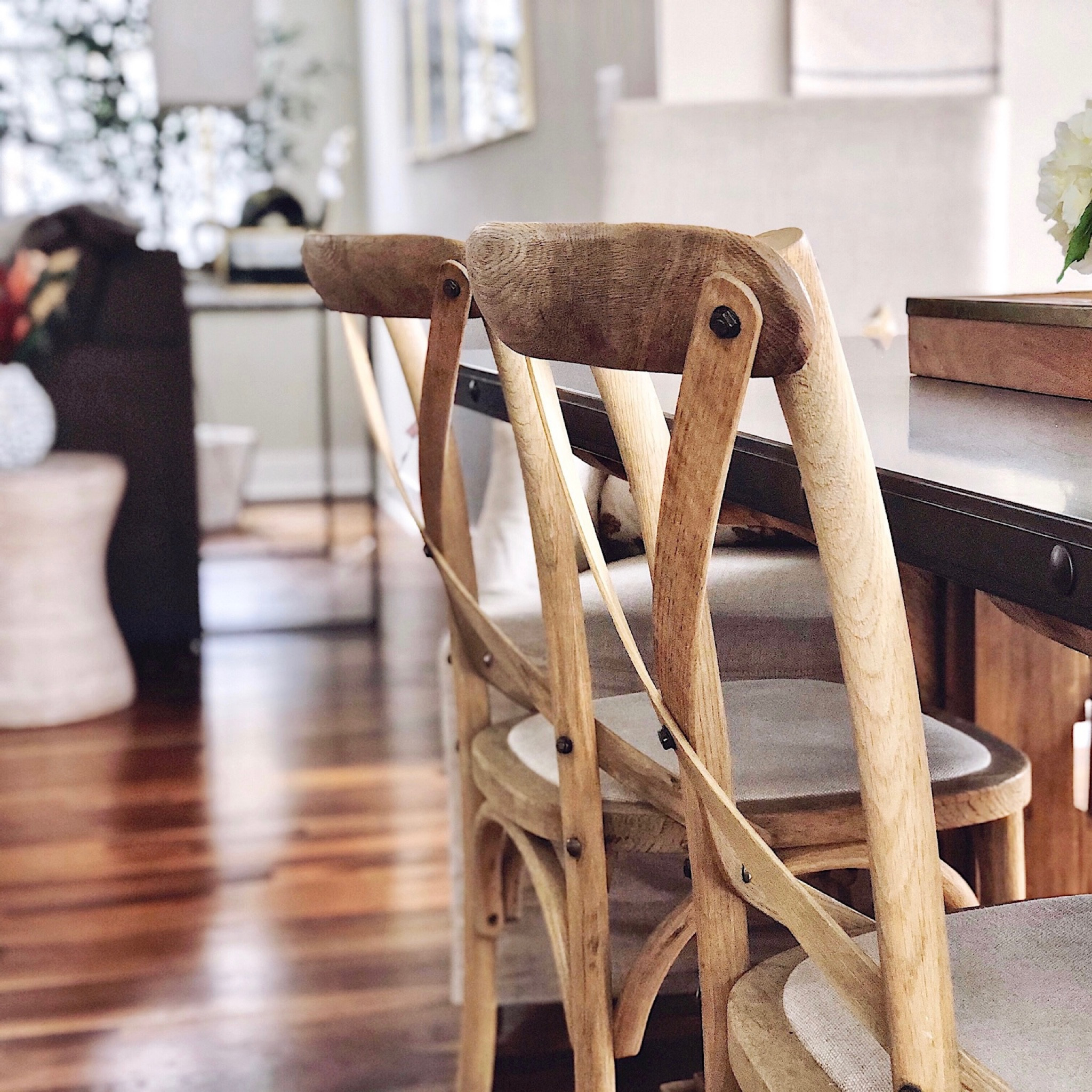 I’ve had these dining room chairs since 2015 and still love them! They’re from Restoration Hardware but Arhaus sells a similar option in multiple colors. And they’re under $200!