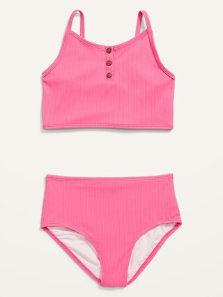 Rib-Knit Henley Tankini Swim Set for Girls | Old Navy (US)