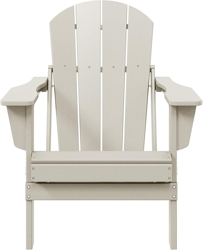 WestinTrends Malibu HDPE Outdoor Patio Folding Poly Adirondack Chair, Sand | Amazon (US)