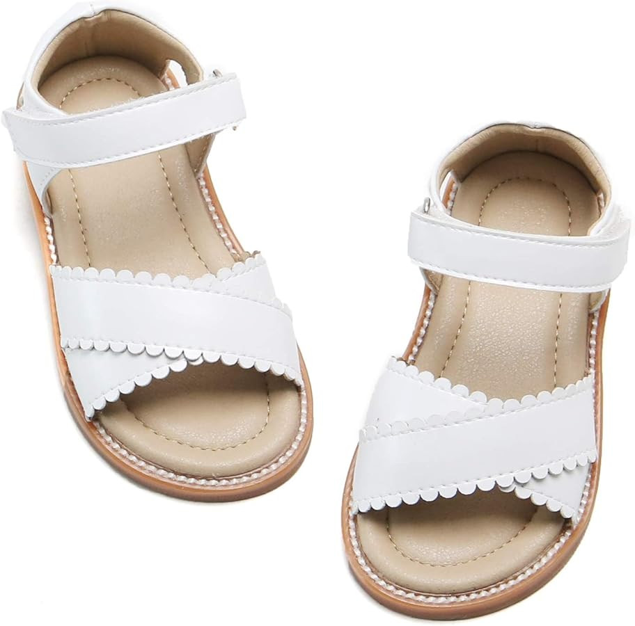 Felix & Flora Toddler Girl Sandals -Flower Girl Dress Shoes Open Toe Little Kid Summer Flats | Amazon (US)
