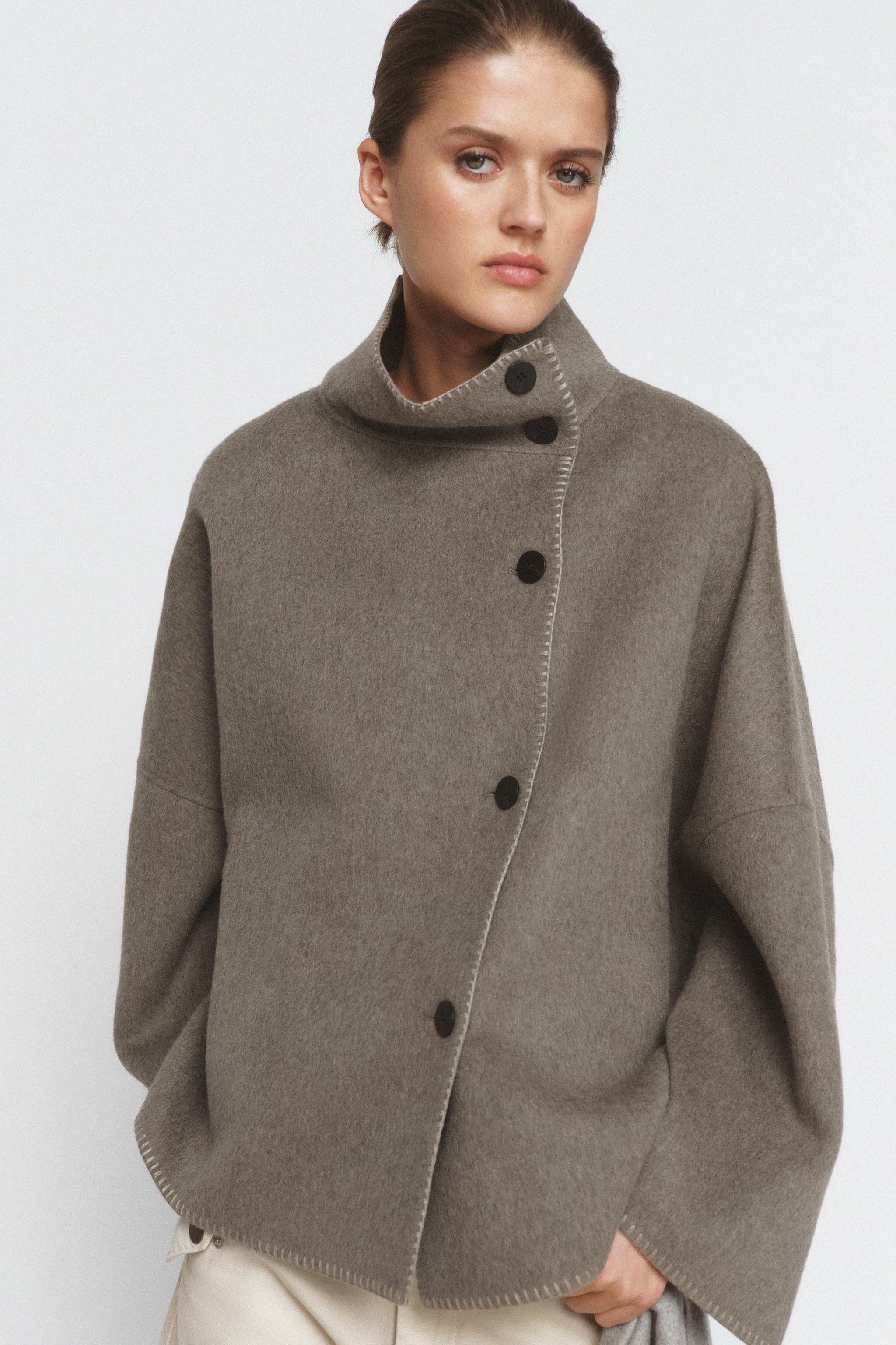 JACKE AUS WOLLMISCHGEWEBE MIT ZIERKONTRASTNÄHTEN ZW COLLECTION | Zara DE