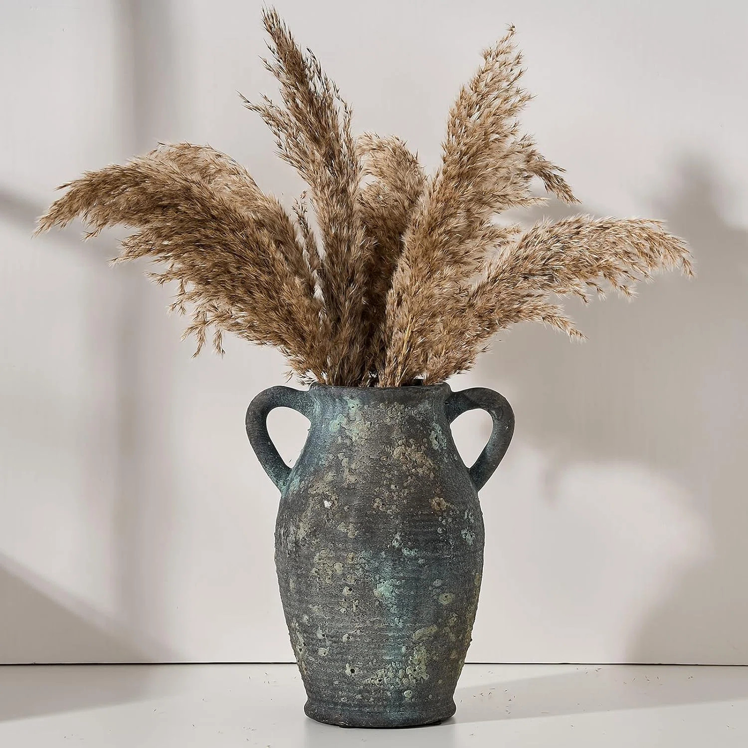 Handmade Ceramic Farmhouse Vase With Handles For Home Decor, Rustic Distressed Flower Vase For Li... | Wayfair North America