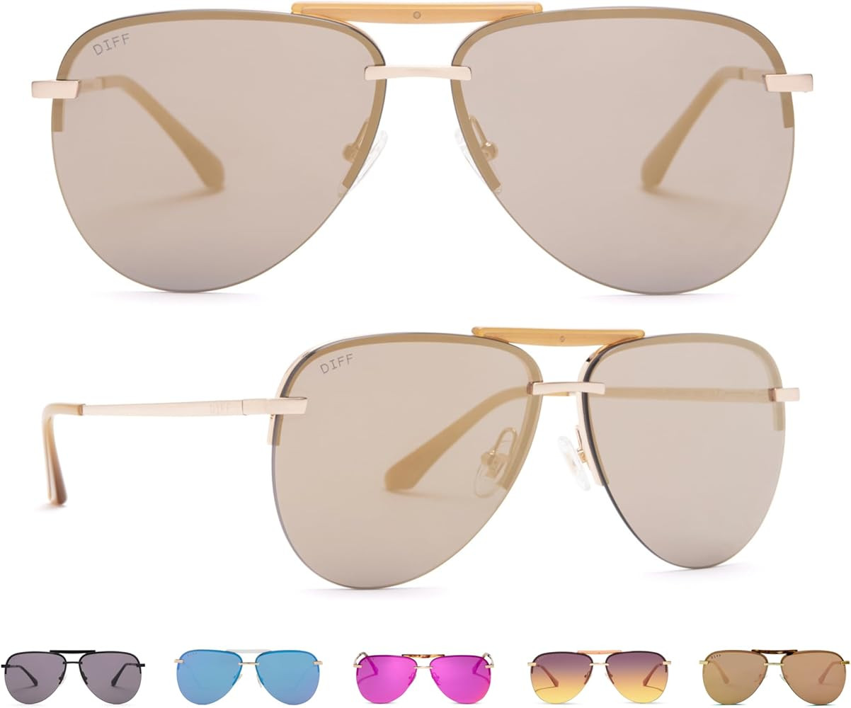 DIFF Tahoe Designer Oversized Aviator Sunglasses for Women UV400 Protection, Brushed Matte Gold F... | Amazon (US)