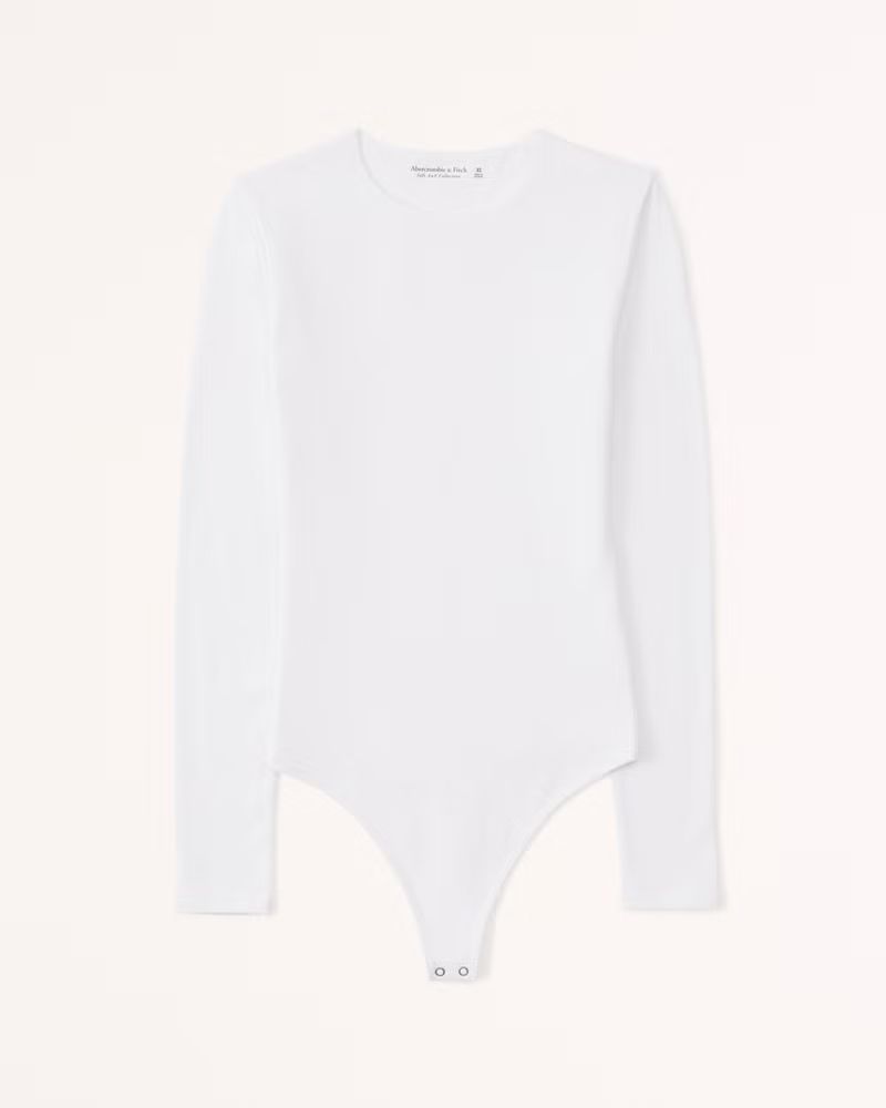 Long-Sleeve Cotton Seamless Fabric Crew Bodysuit | Abercrombie & Fitch (US)