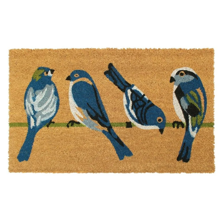 RugSmith Machine Tufted Four Birds Indoor and Outdoor Coir Doormat, 18" x 30" | Walmart (US)