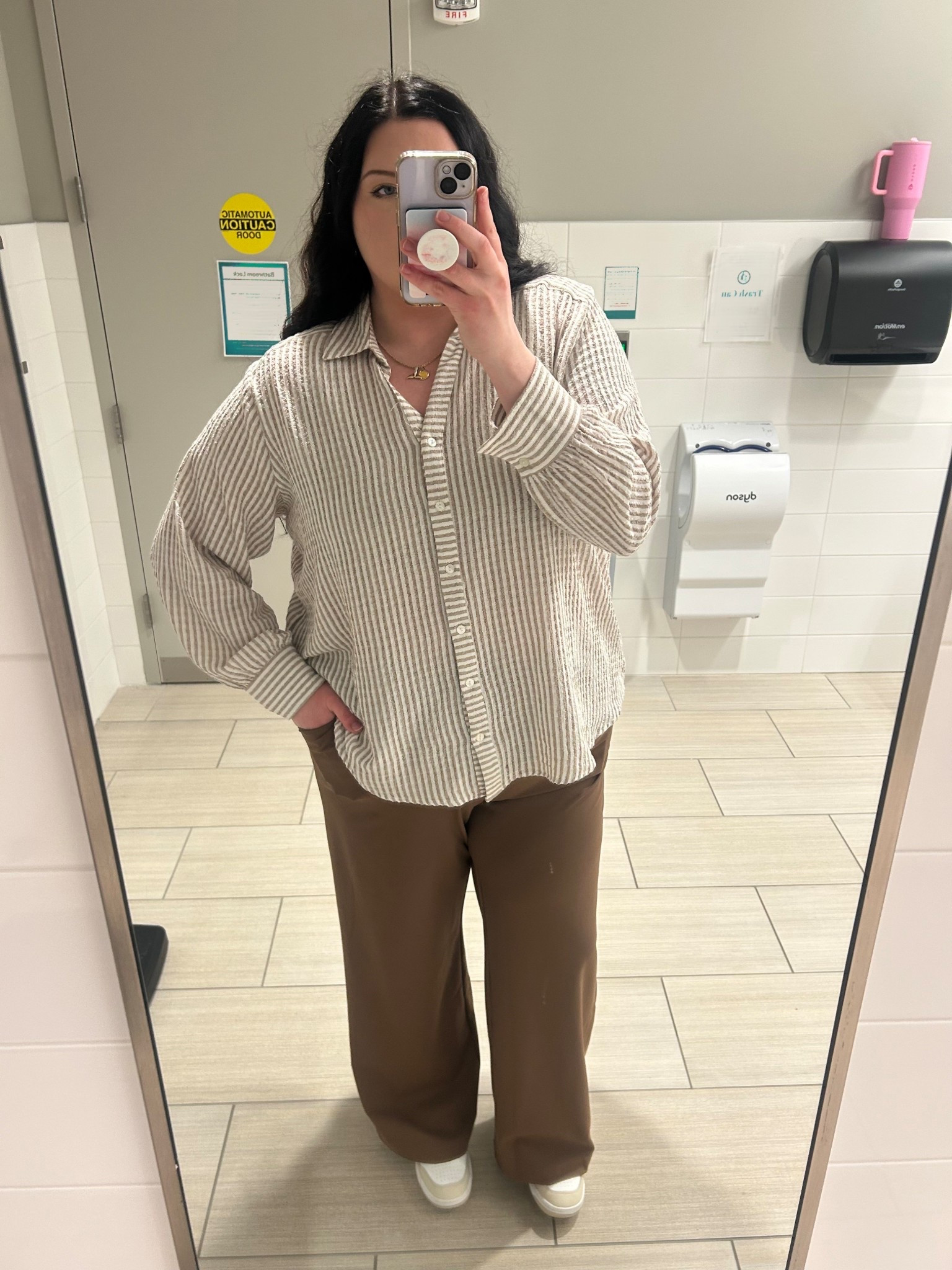 My OOTD - I work in corporate and love COMFORTABLE clothes. I cannot stand boxy, uncomfy fits. I love my Halara work pants! My shirt is from Marshall’s & shoes are New Balance (comfortable and cute enough for the office) 🤍 

#LTKPlusSize #LTKWorkwear #LTKootd