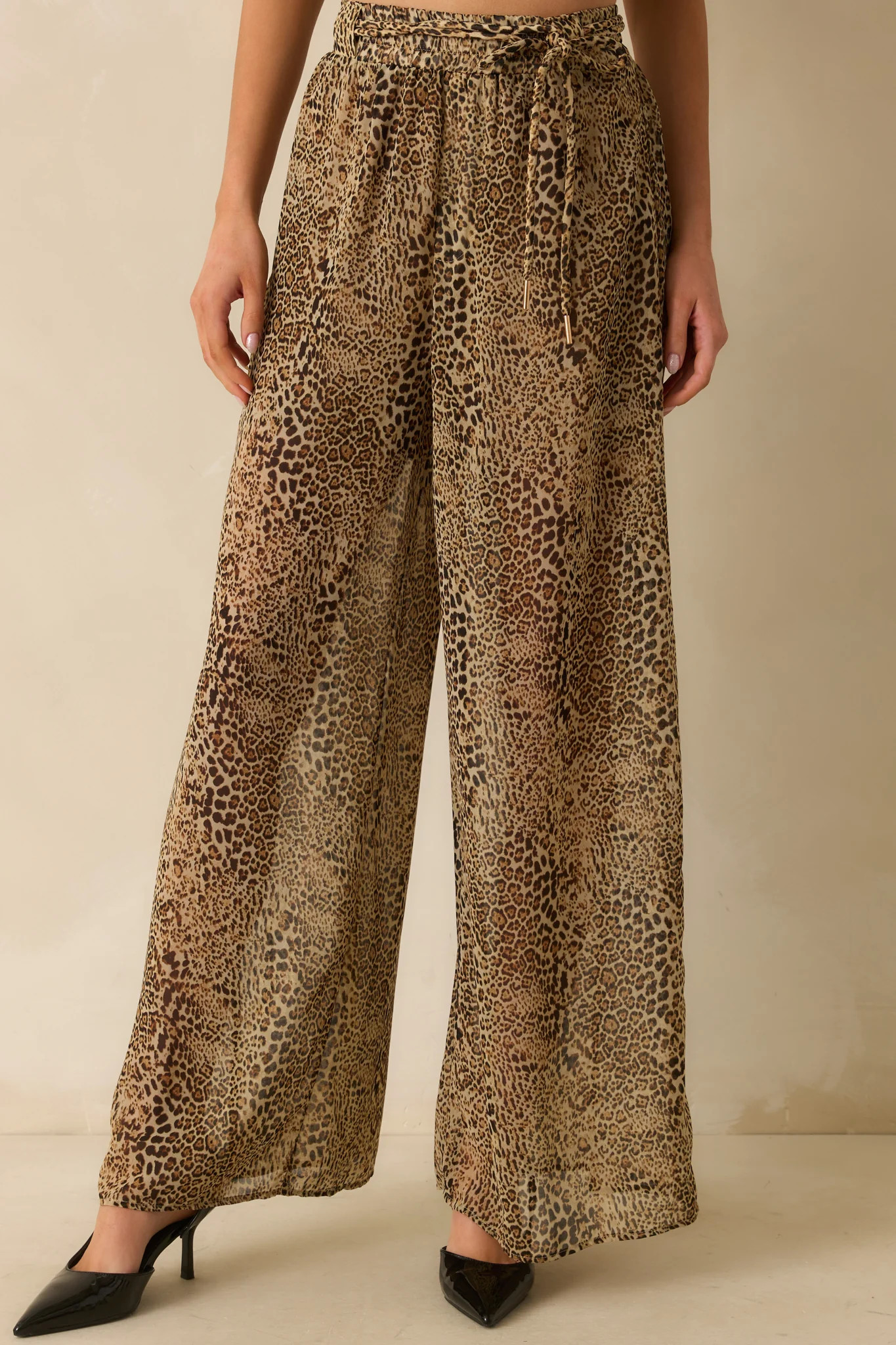 Take The Chance Brown Leopard Print High Waisted Wide Leg Pants | Red Dress