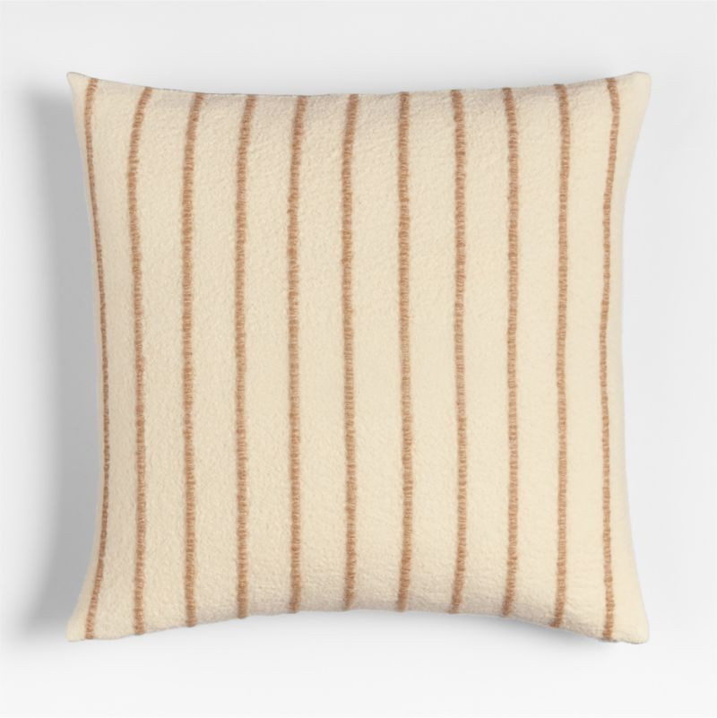 Selma Wool Blend Stripe 23"x23" Arctic Ivory Throw Pillow with Feather Insert + Reviews | Crate &... | Crate & Barrel