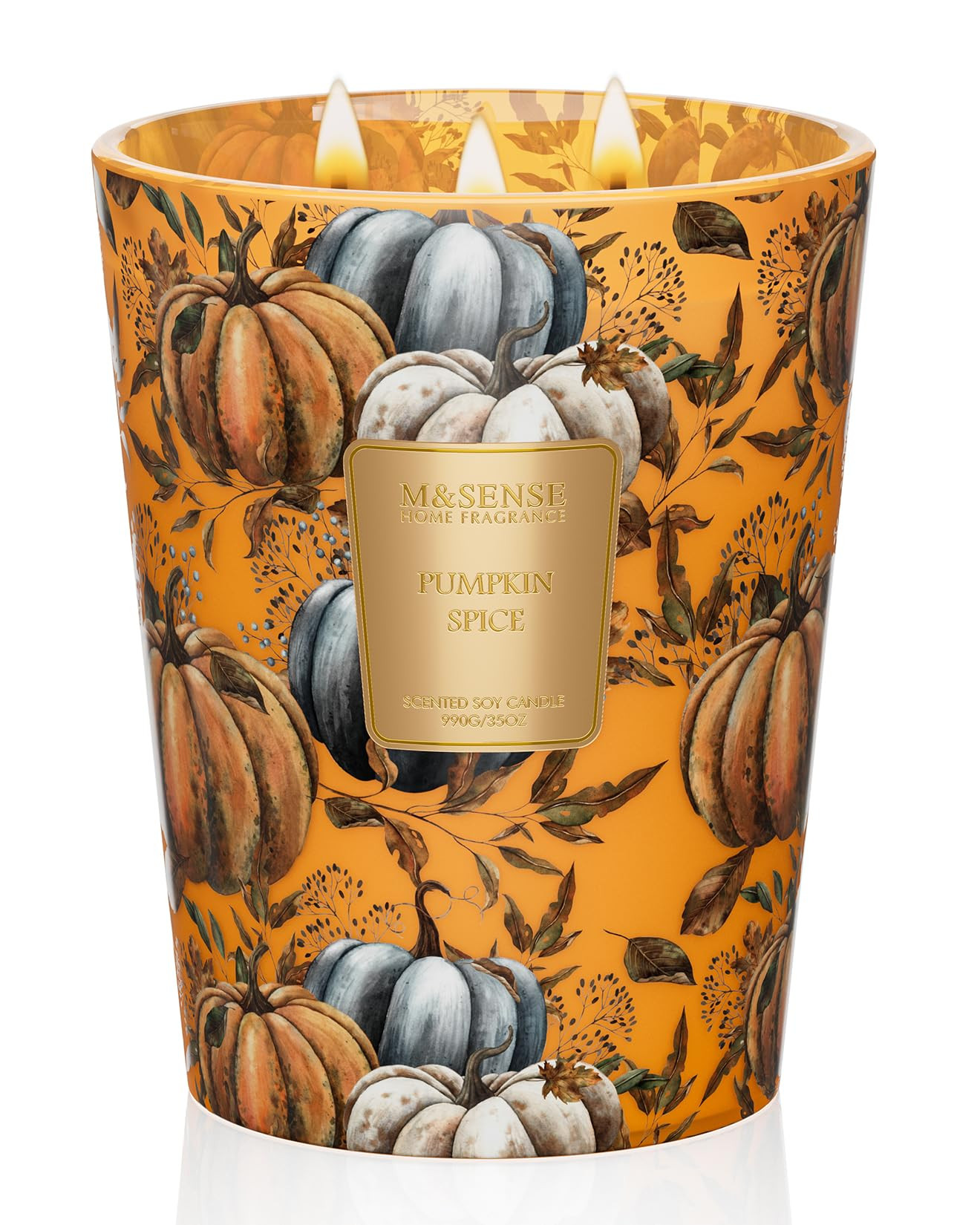 M&SENSE Pumpkin Spice Scented Candle, 3 Wick 35oz 150H Long Lasting Soy Candles, Fall Scent Uniqu... | Amazon (US)