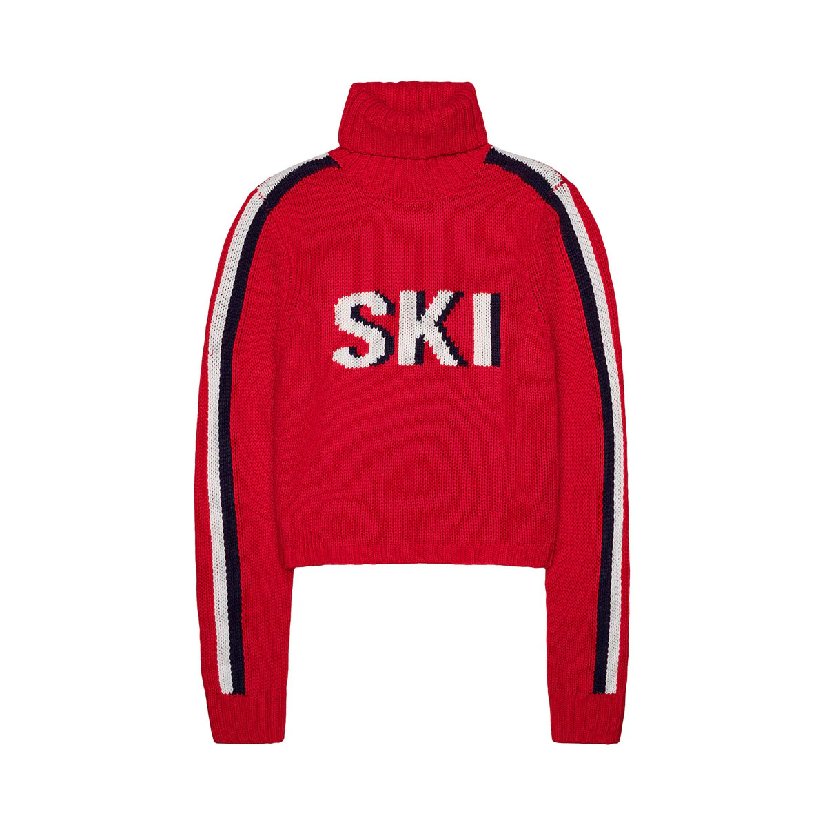 Cropped Ski Turtleneck Sweater in Red | Over The Moon