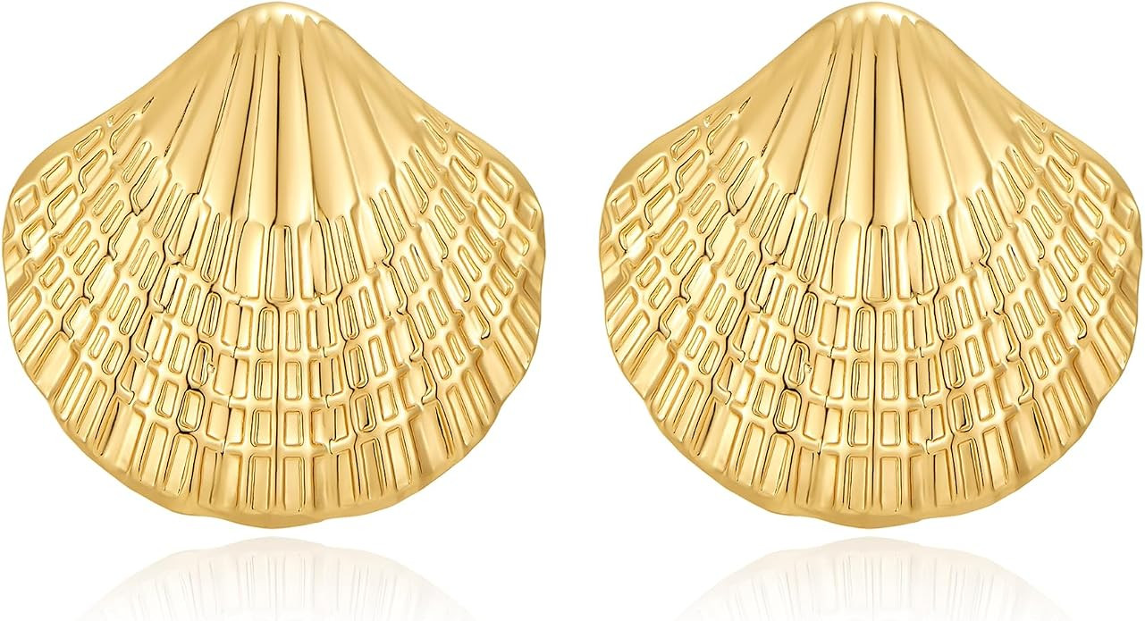 Gold Shell Drop Earrings for Women Seashell Dangle Earrings Ocean Beach Earrings Summer Jewelry | Amazon (US)